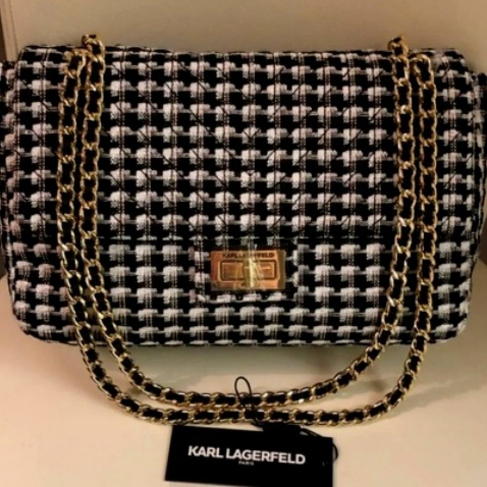 NWT Karl Lagerfeld Black  Fabric Shoulder Bag